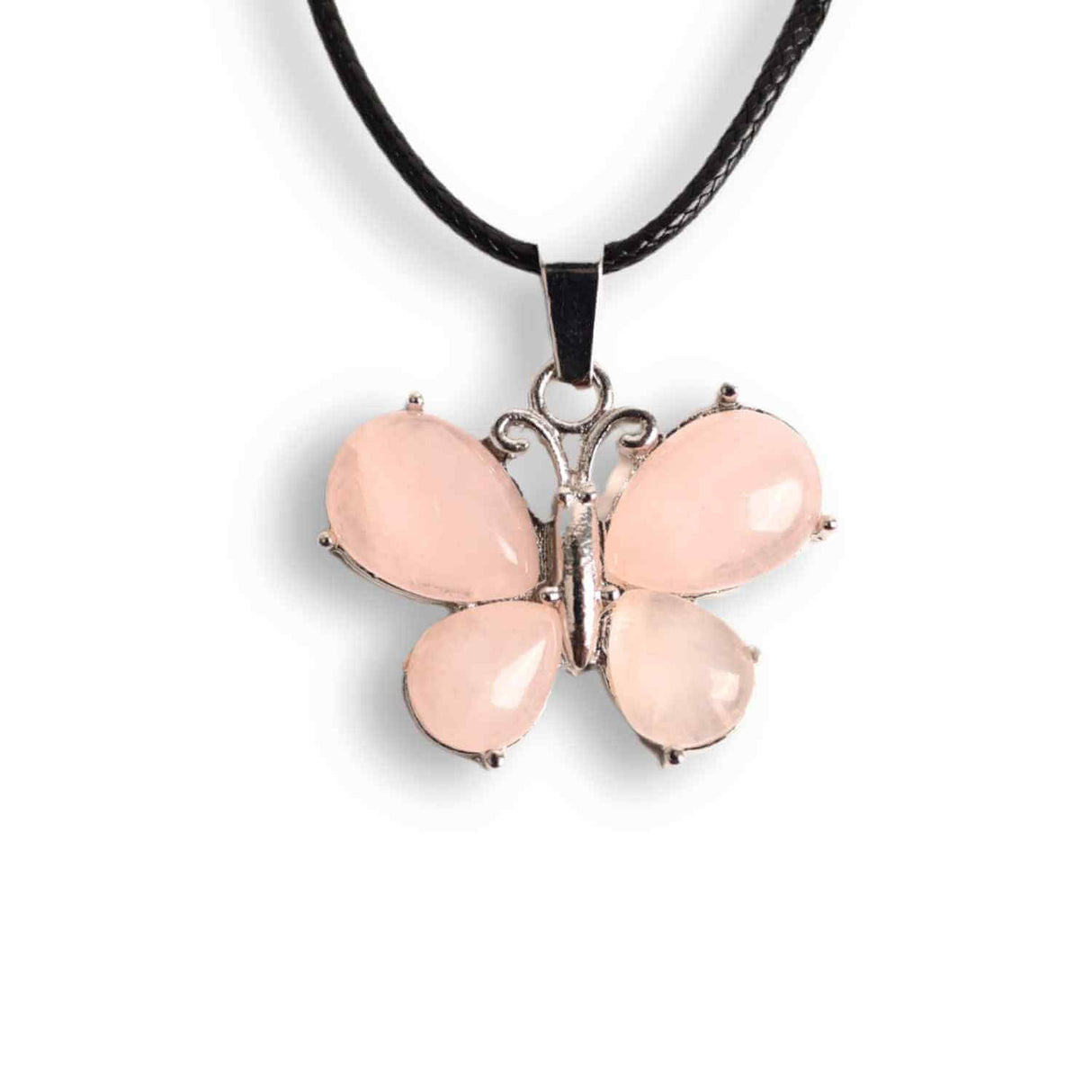 Colier ajustabil fluture cu Cuart Roz - Protectie si Eleganta