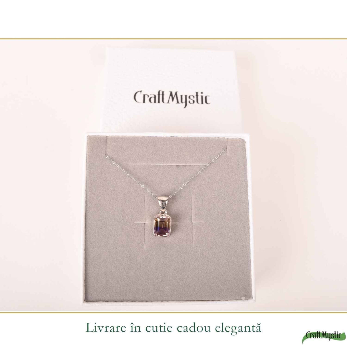 Colier Ametrin Dreptunghi din Argint 925 – Claritate Mentala si Echilibru Interior
