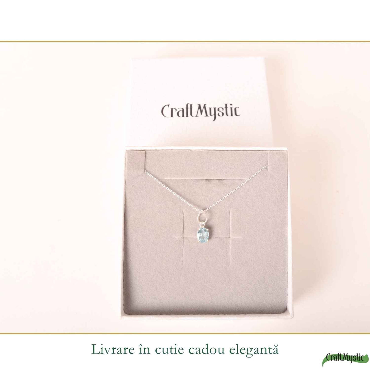 Colier Argint 925 cu Acvamarin Oval Fatetat – Claritate si Calm Interior