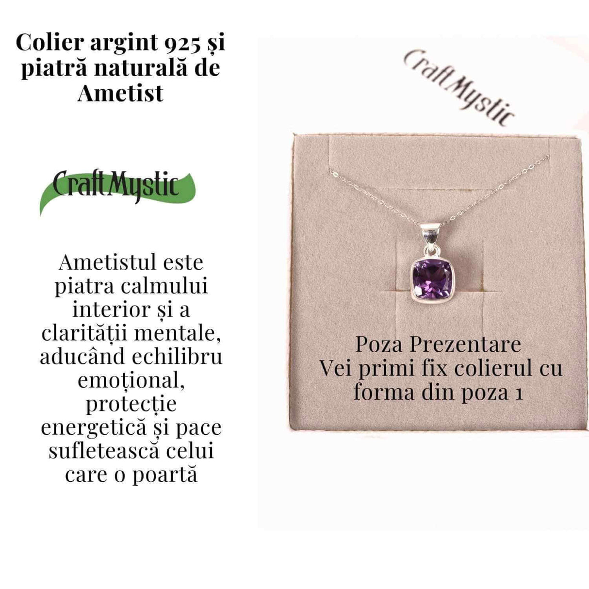 Colier Argint 925 cu Ametist Fatetat Rotund - Claritate Mentala si Protectie Spirituala