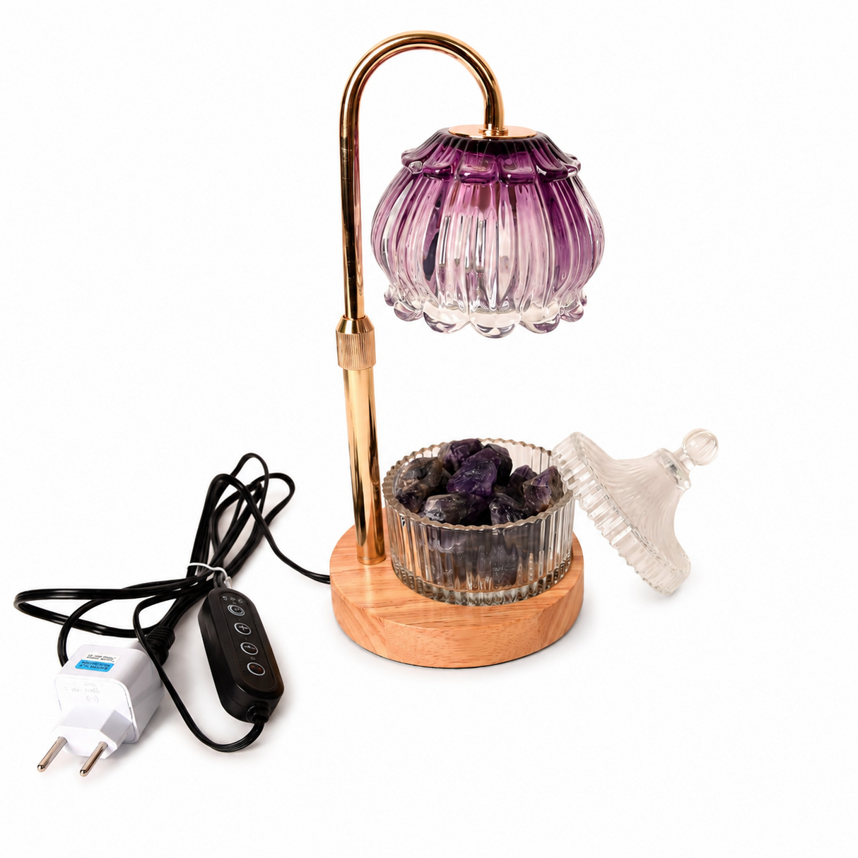 Lampa Floare cu Ametist Brut Natural – Aromaterapie ulei esestial , Relaxare și Energie Armonioasa
