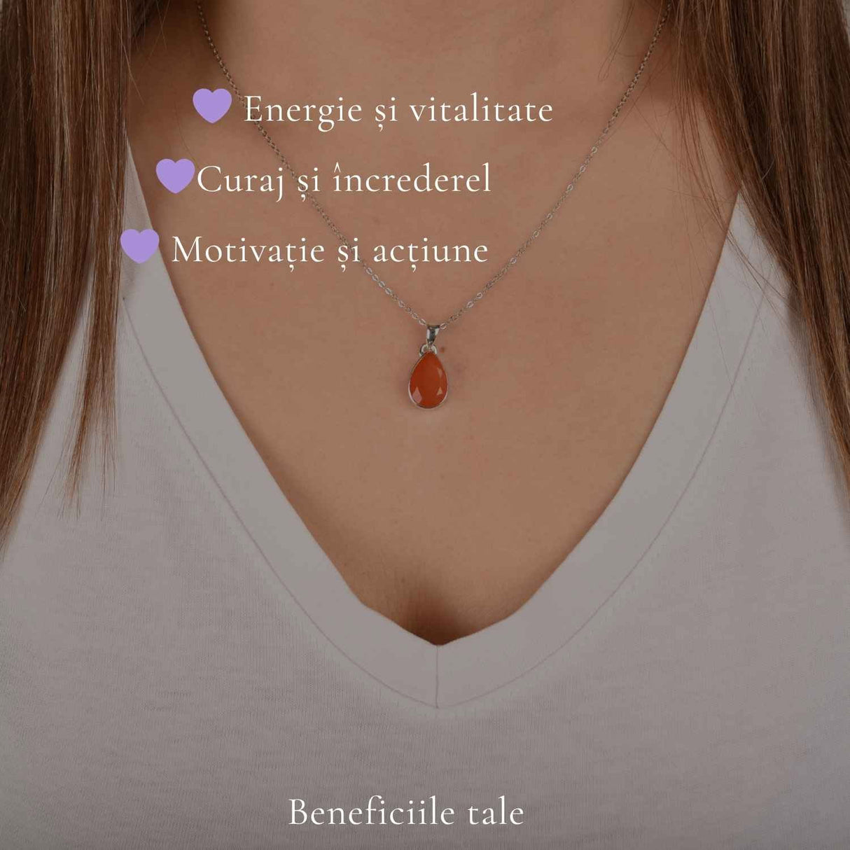 Colier argint 925 cu Carneol fatetat – energie si incredere zilnica