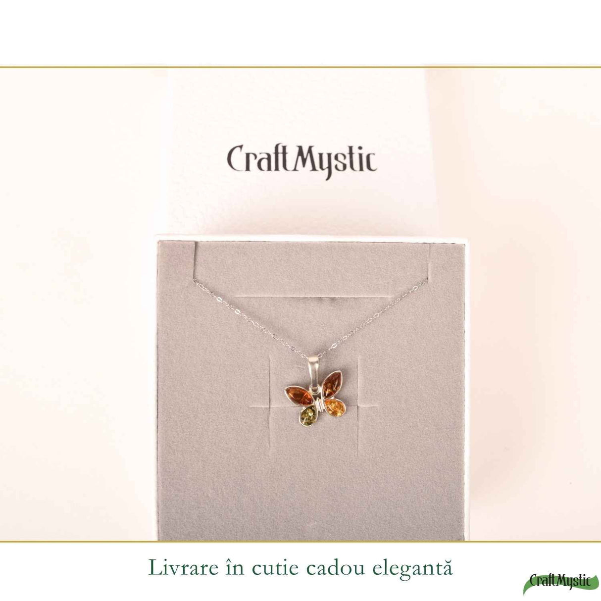 Colier Argint 925 cu Chihlimbar Fluture – Feminitate si Energie Pozitiva