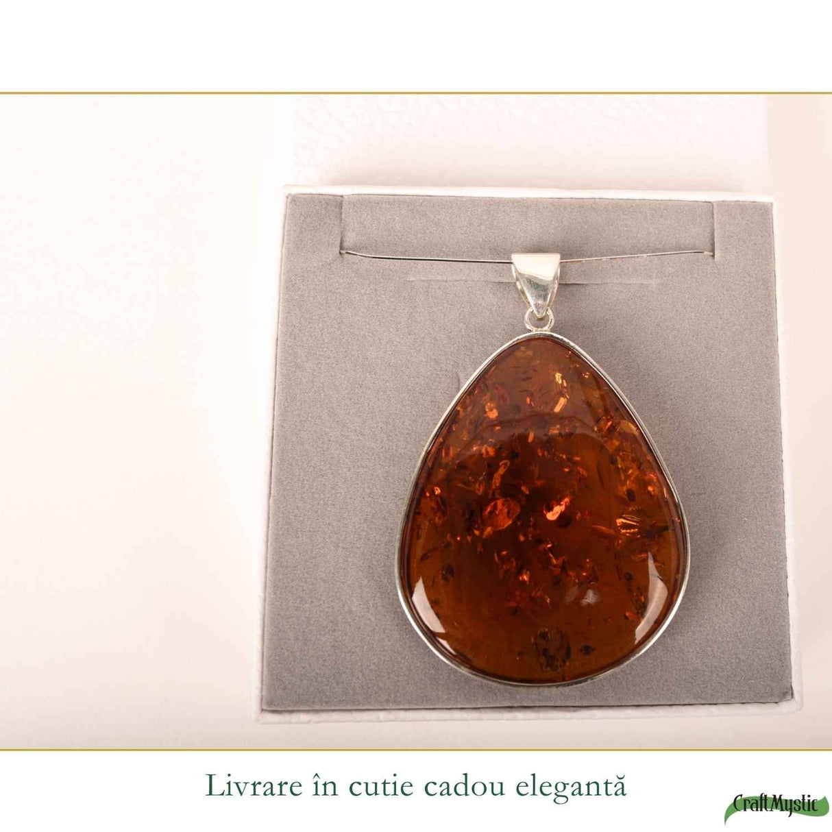 Colier Argint 925 cu Chihlimbar Lacrima – Eleganta Statement si Energie Pozitiva