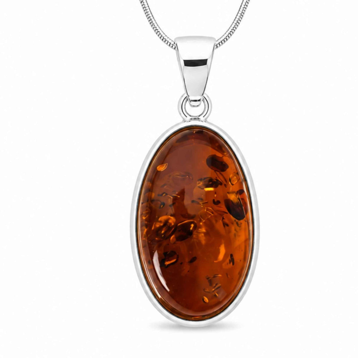 Colier Argint 925 Oval cu Chihlimbar – Armonie si Energie Pozitiva