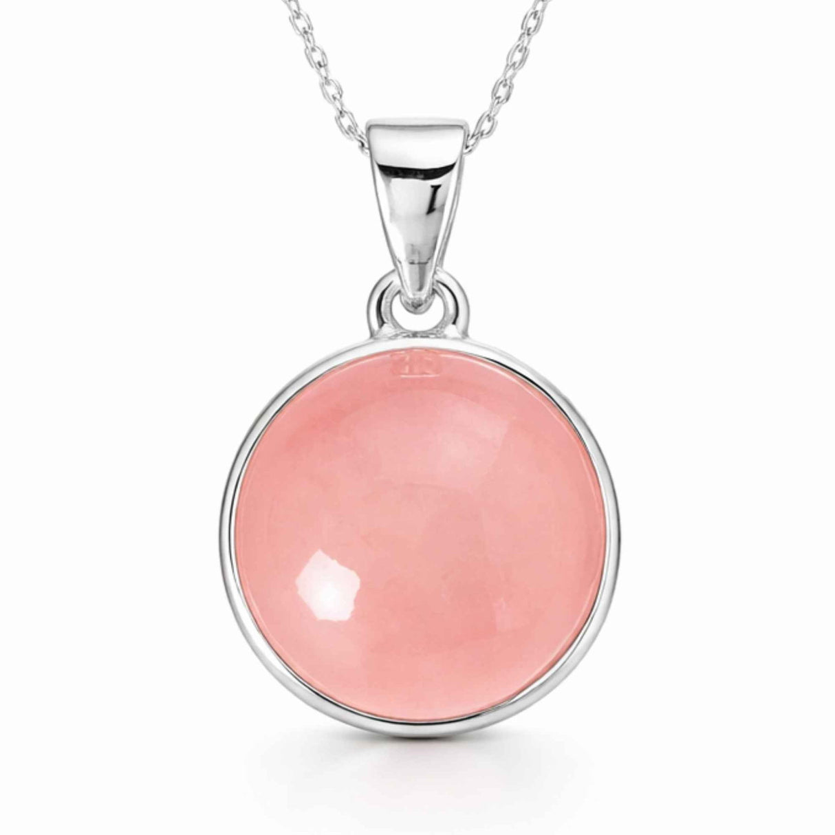 Colier argint 925 cu Cuart Roz rotund – iubire de sine si armonie interioara