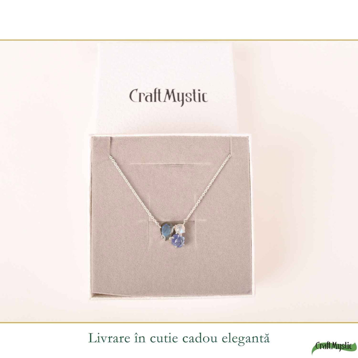 Colier Argint 925 cu Labradorit, Tanzanit Si Piatra Lunii – Intuitie si Echilibru