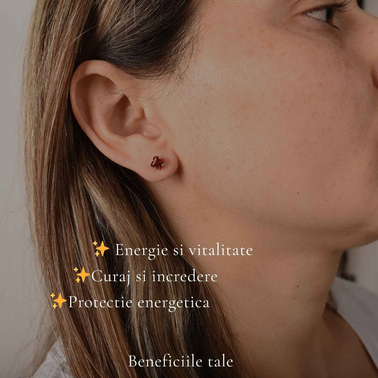 Cercei Argint 925 cu Granat fatetat Patrat – Energie, Pasiune si Incredere