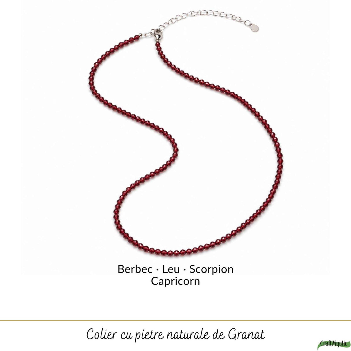 Colier Fin la Baza Gatului Tip Choker cu Granat Fatetat 2 mm – Pasiune si Energie Interioara
