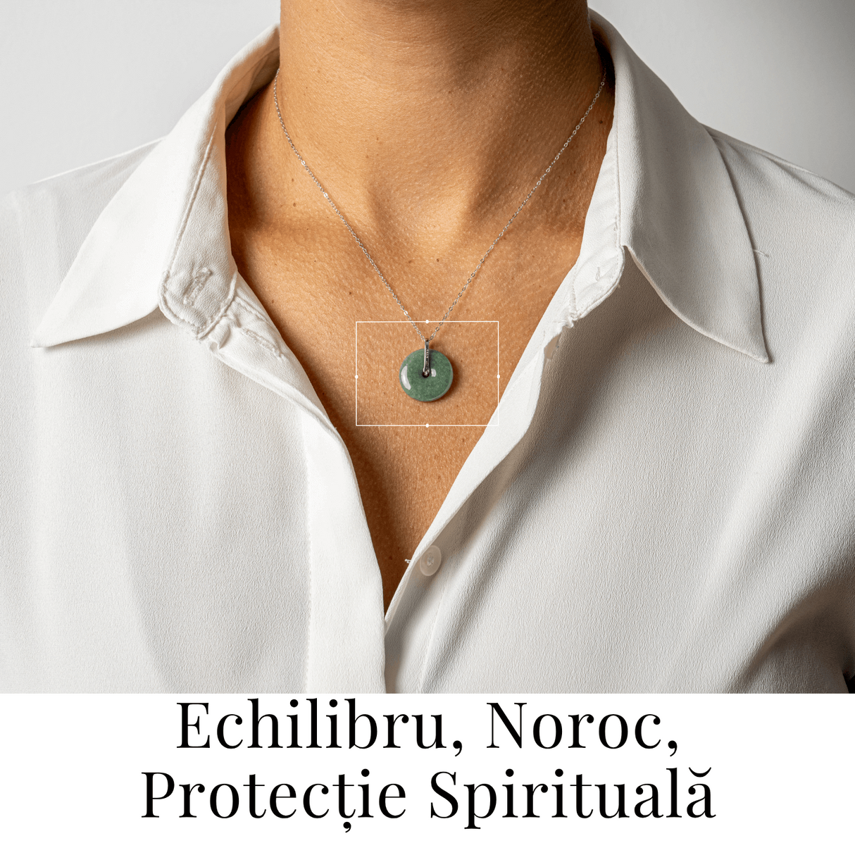 Colier Argint 925 cu Jadit Natural Rusesc in Forma Rotunda - Echilibru, Noroc si Protectie Spirituala