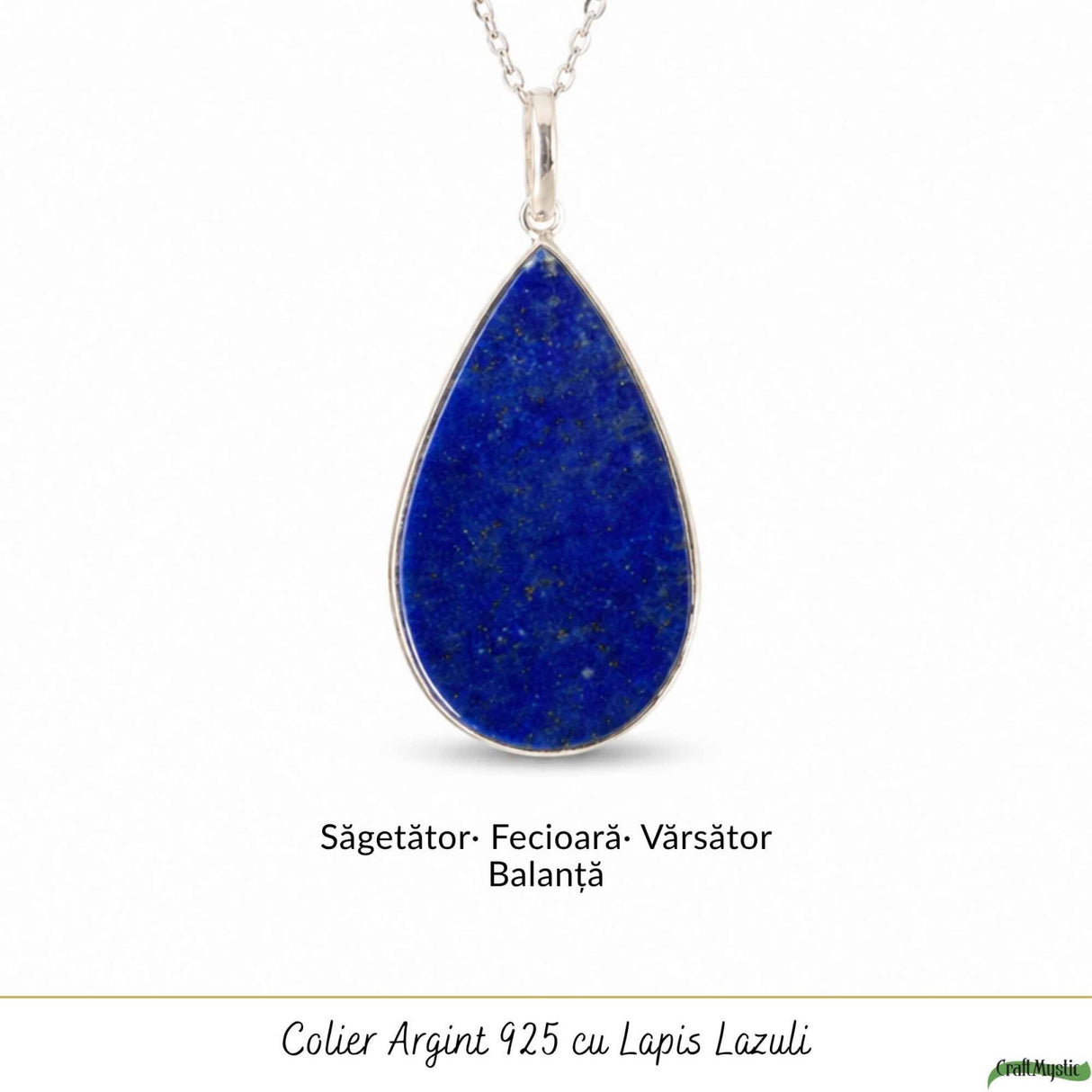 Colier argint 925 cu Lapis Lazuli lacrima – Claritate mentala si echilibru interior