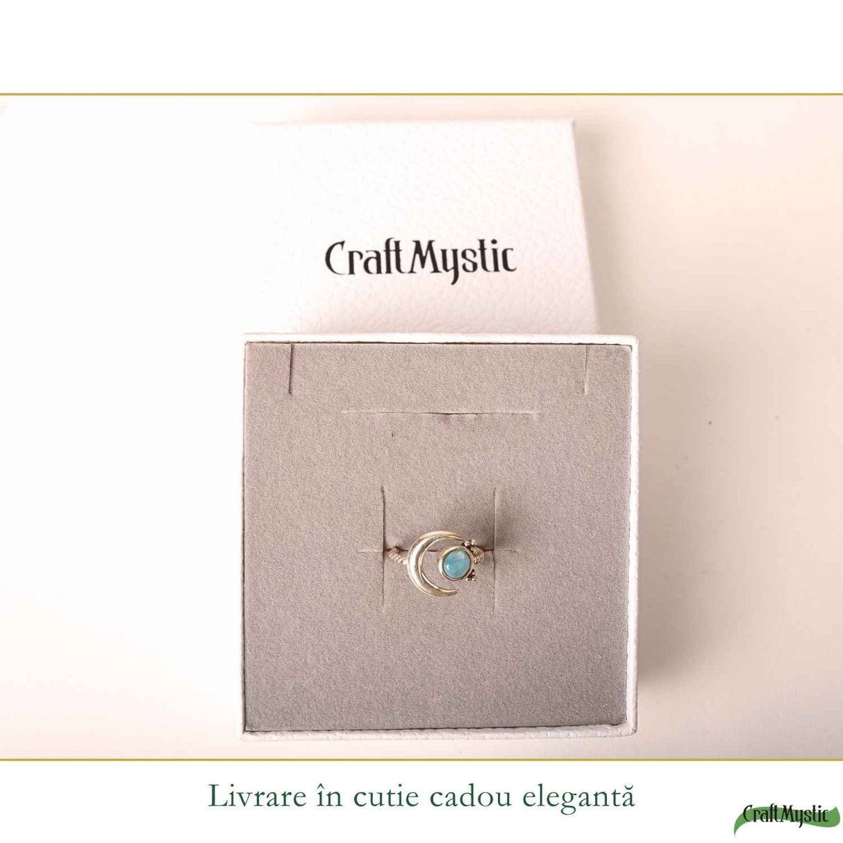 Inel Argint 925 cu Larimar Semiluna – Calm Interior si Eleganta Feminina