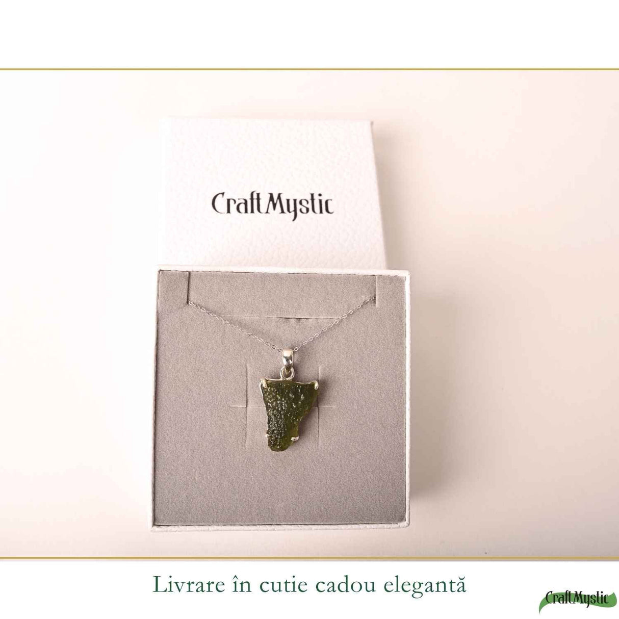 Colier Argint 925 cu Moldavit Brut Natural – Claritate si Energie Autentica