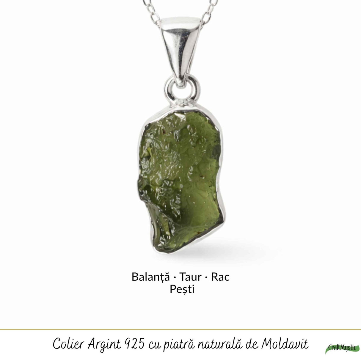 Colier argint 925 cu moldavit brut neregulat – energie si claritate interioara