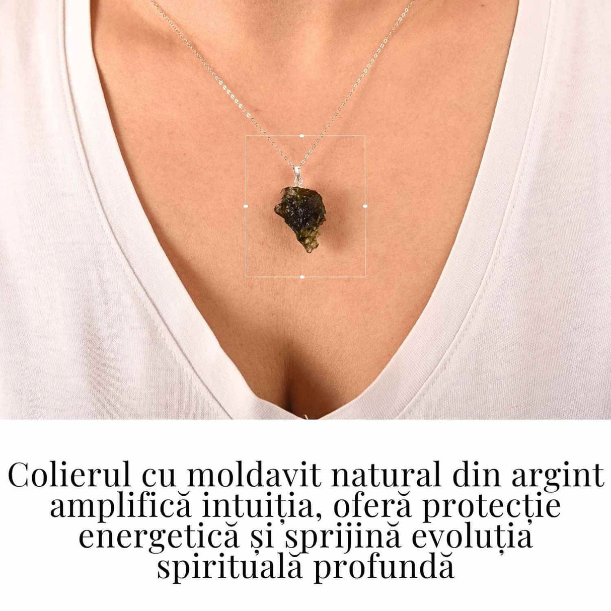 Colier Argint 925 cu Moldavit natural brut 2.7 g - laritate interioara pentru momente de transformare constienta