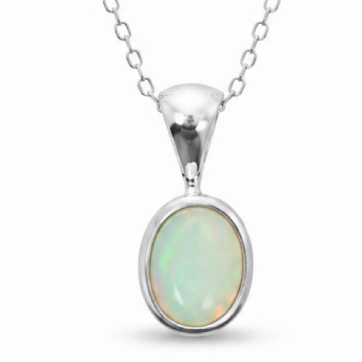 Colier Argint 925 cu Opal Etiopian Oval – Intuitie si Energie Pozitiva