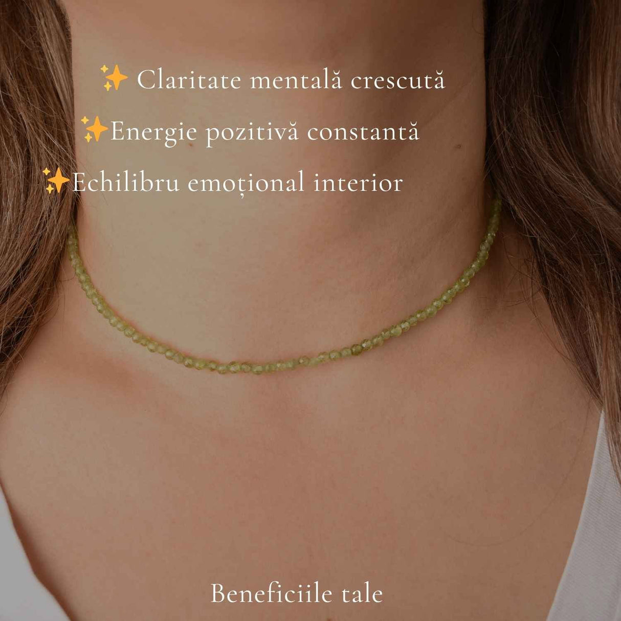 Colier Fin la Baza Gatului Tip Choker cu Peridot Fatetat 3 mm – Prospețime si Eleganta Naturala