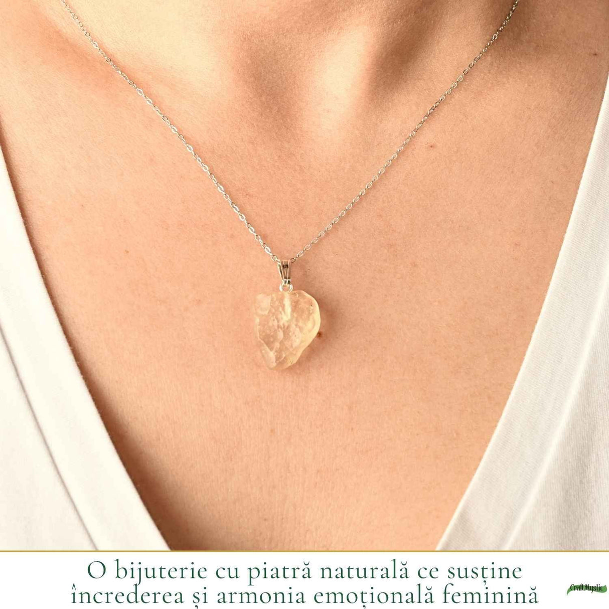 Colier Argint 925 cu Piatra Desertului Libian – Protectie si Claritate
