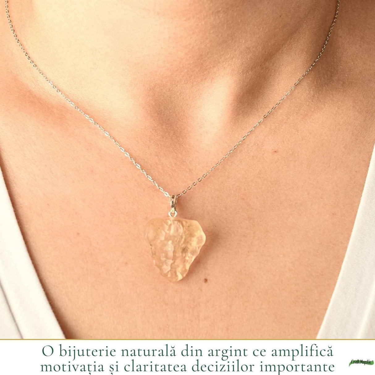 Colier Argint 925 cu Piatra Desertului Libian Neuniforma – Claritate si Protectie