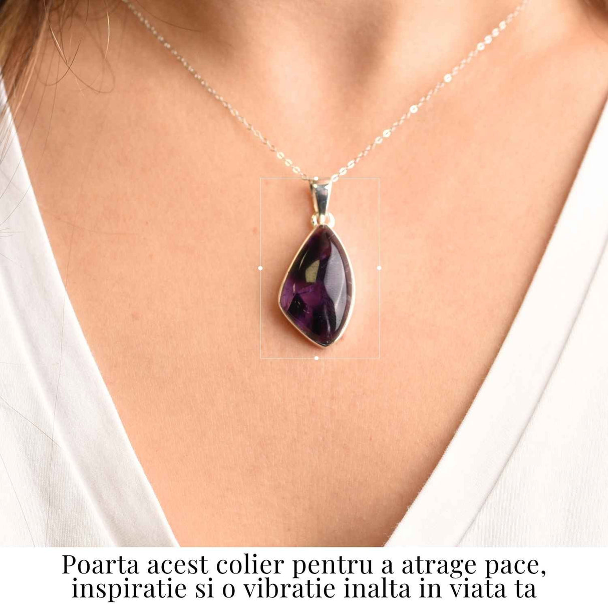Colier argint 925 cu piatra naturala Atomic Trapiche Amethyst forma marquise - Intuitie si Protectie Spirituala