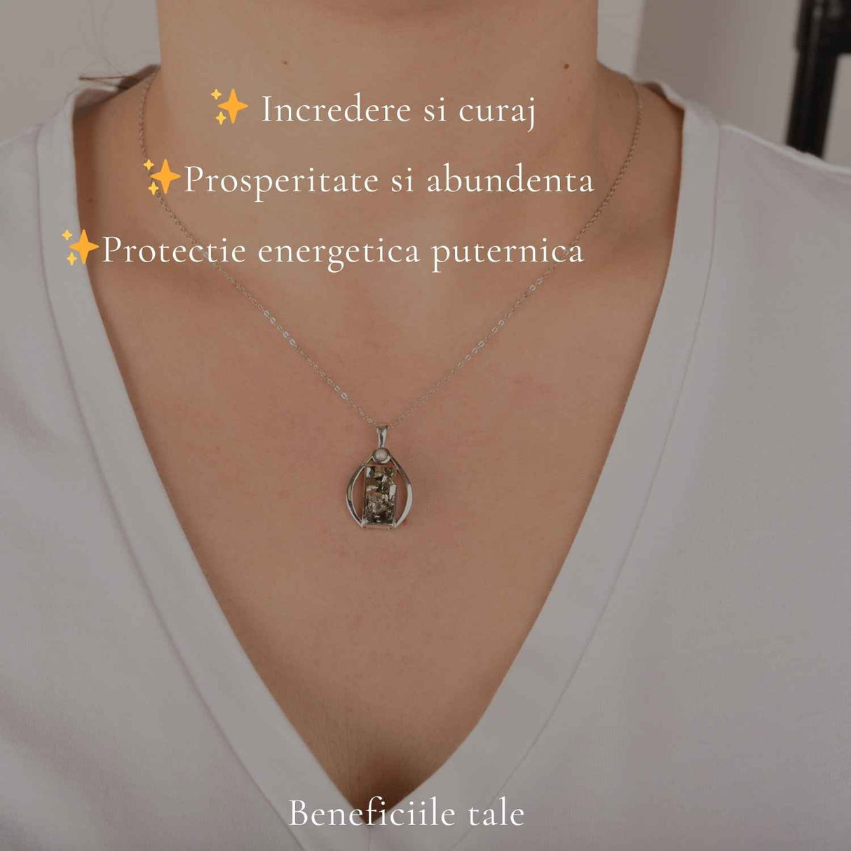 Colier Argint 925 cu Pirita Lacrima – Prosperitate si incredere Personala