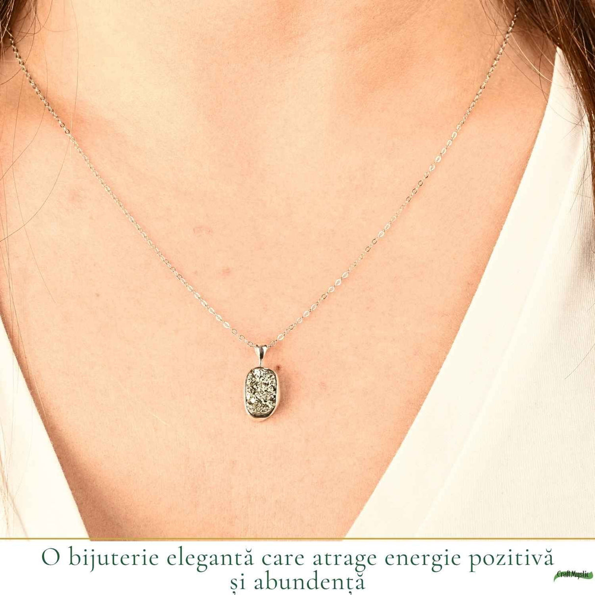 Colier argint 925 cu Pirita neuniform – Prosperitate si protectie energetica