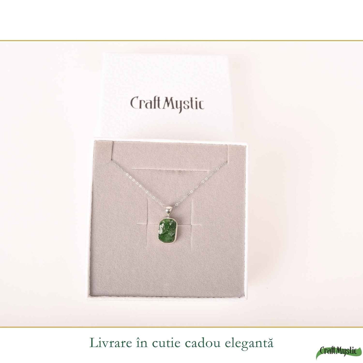 Colier Argint 925 cu Smarald Etiopian Dreptunghi – Prosperitate si Echilibru Interior