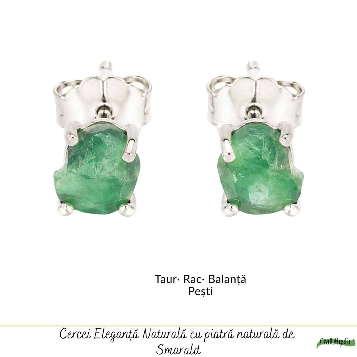 Cercei Argint 925 cu Smarald Brut Natural – Energie Verde si Eleganta Autentica