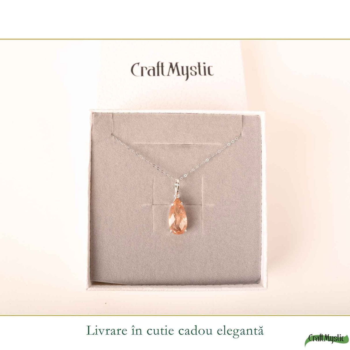 Colier Argint 925 cu Topaz Imperial Lacrima – Abundenta si incredere in Tine