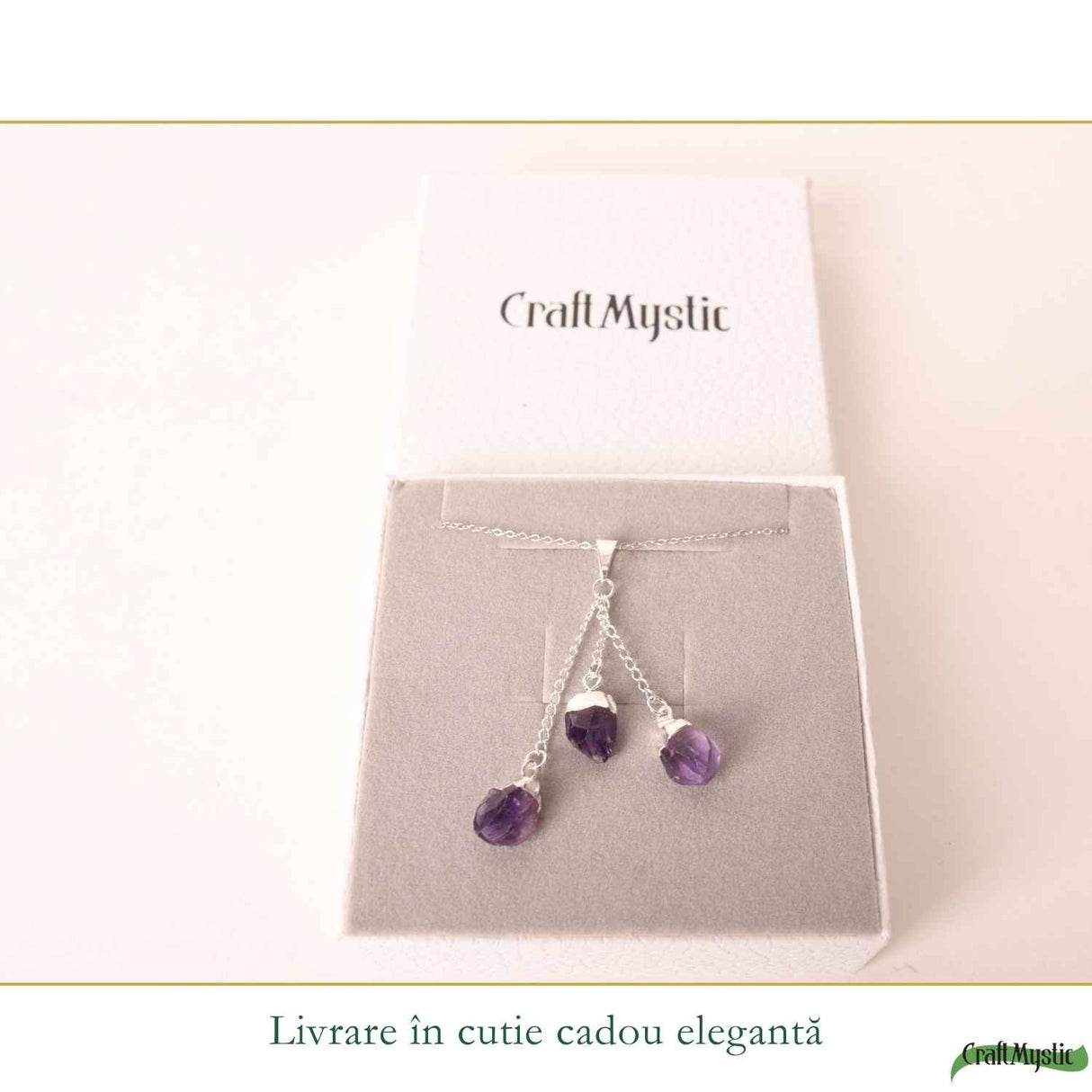 Colier cu Triplu Ametist Brut Natural – Claritate, Calm si Echilibru Interior