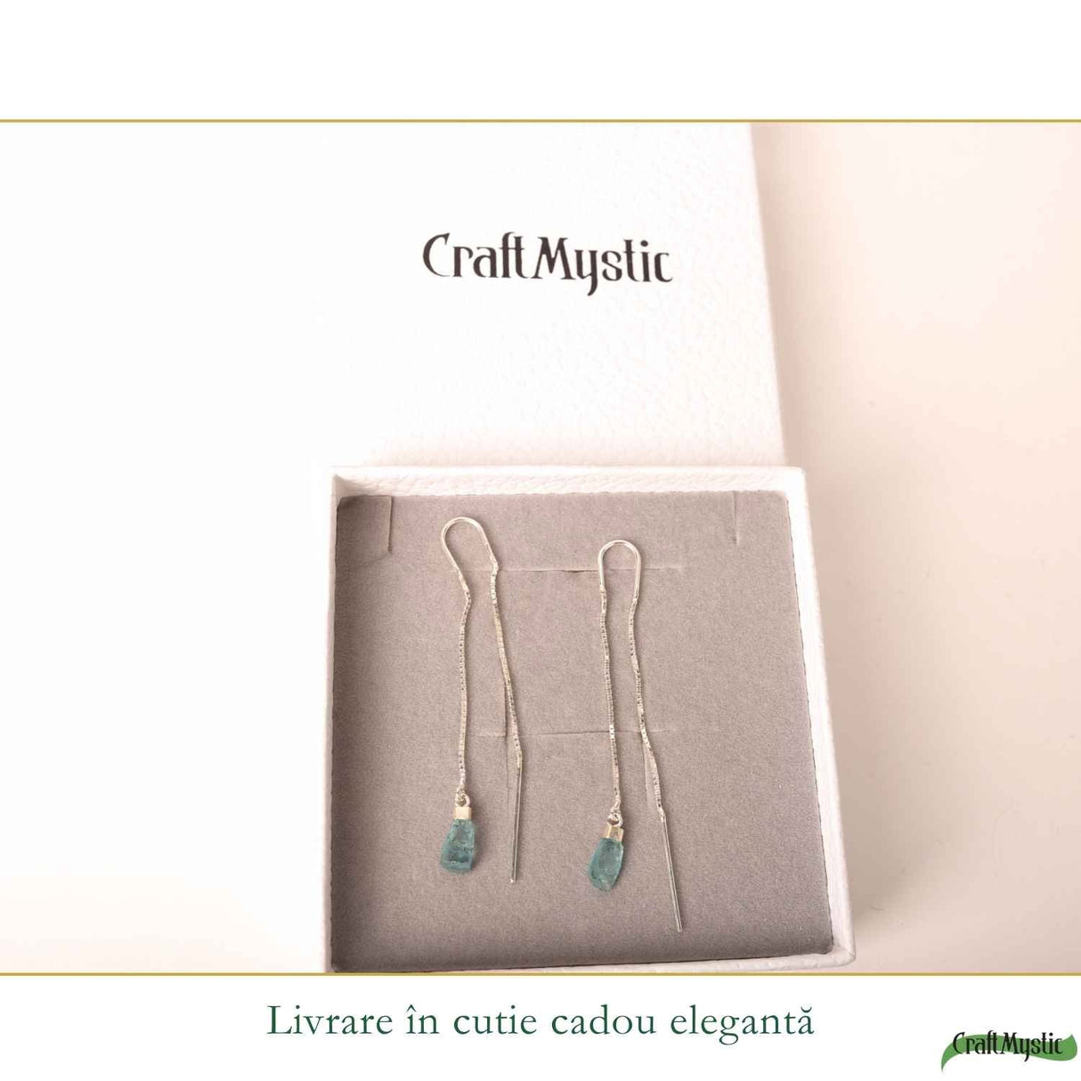 Cercei Lungi Argint 925 cu Apatit Brut Natural – Claritate si Energie Feminina