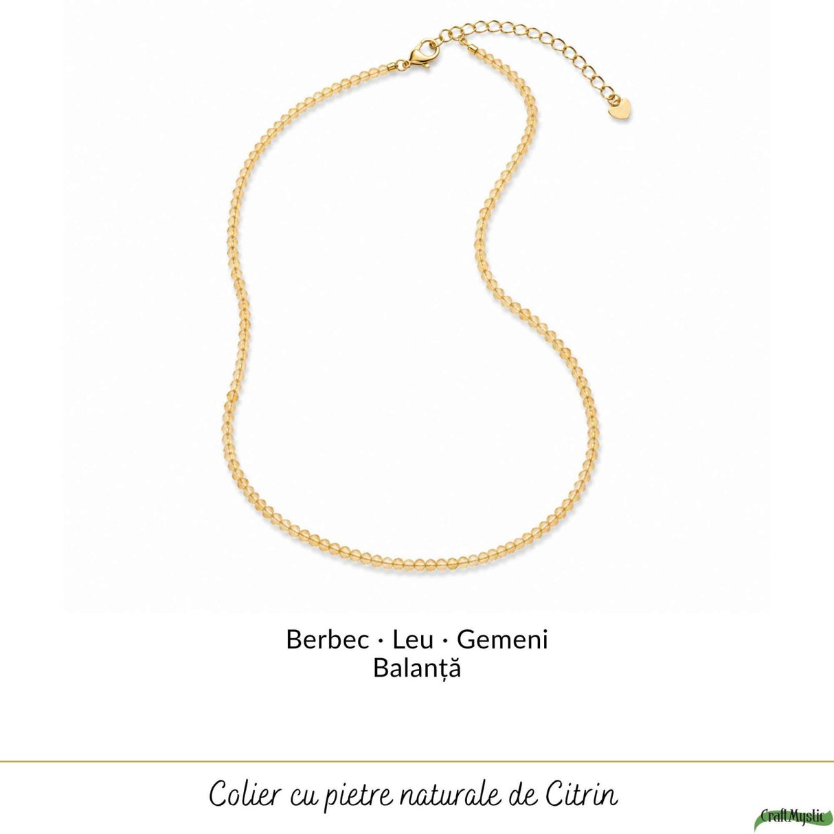 Colier Fin la Baza Gatului Tip Choker cu Citrin Fatetat – Abundenta si Energie Pozitiva