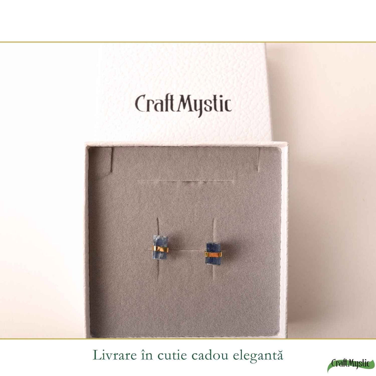 Cercei Argint 925 Placat cu Aur 18K cu Kianit Albastru Brut – Claritate si Intuitie