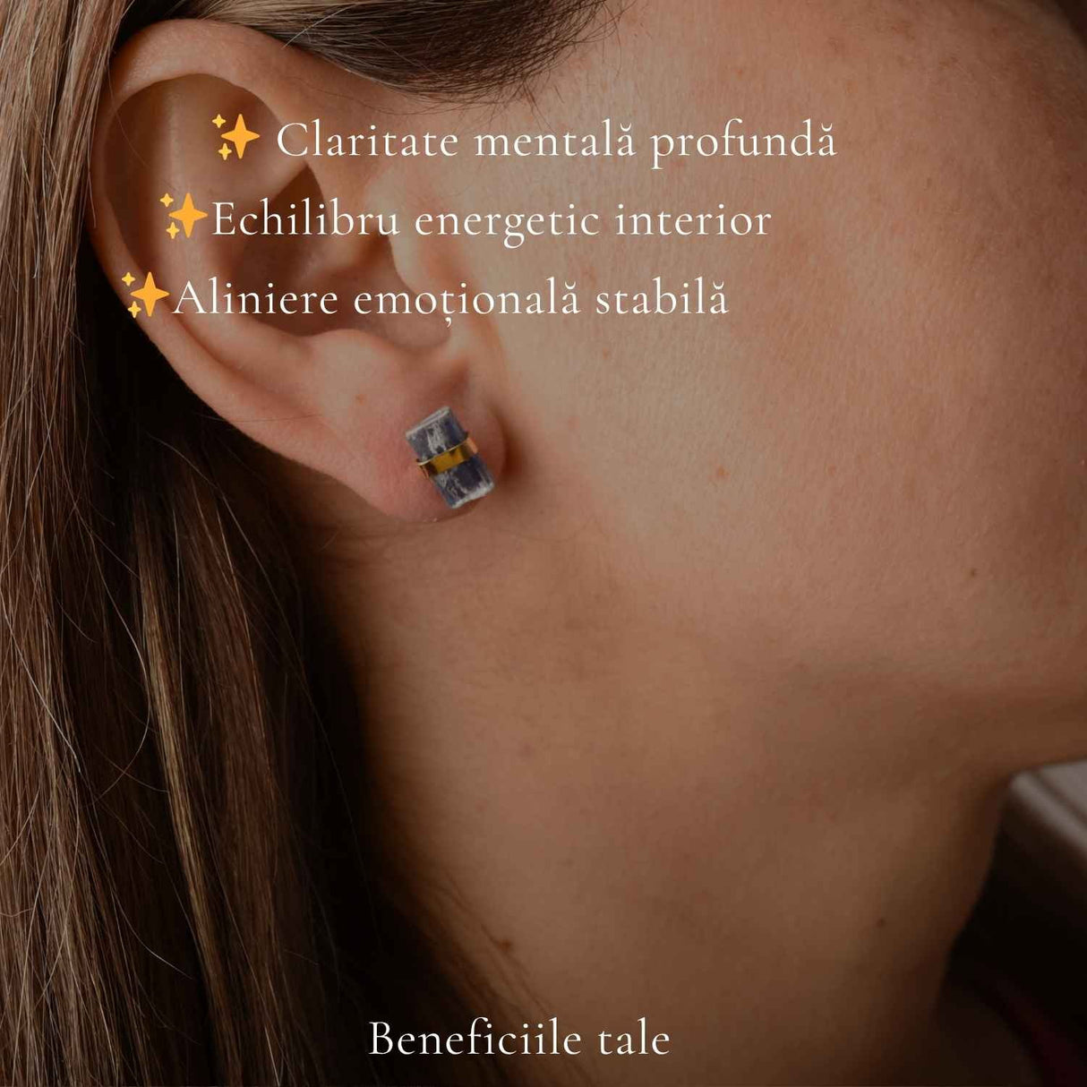 Cercei Argint 925 Placat cu Aur 18K cu Kianit Albastru Brut – Claritate si Intuitie