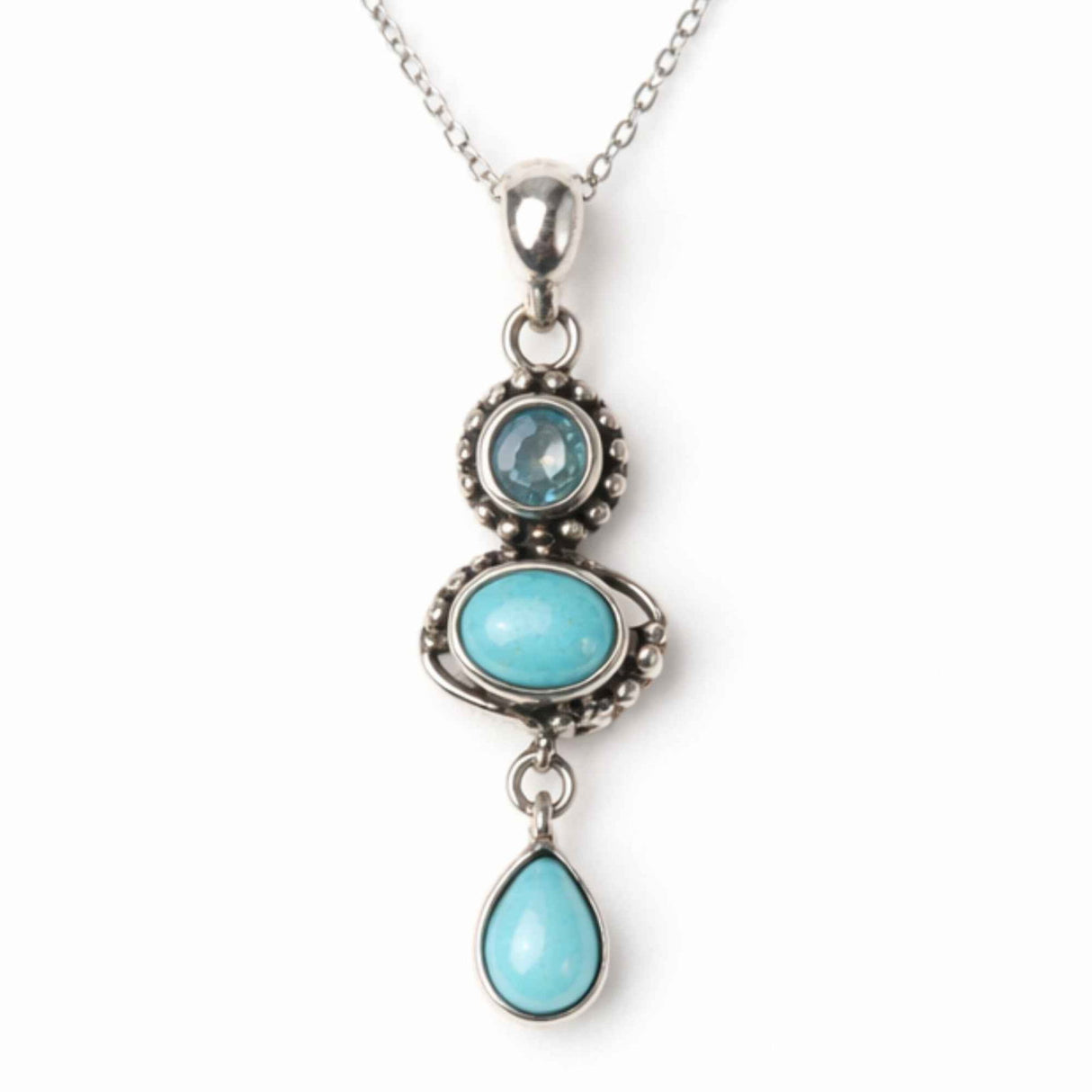 Colier argint 925 cu Turcoaz si Topaz – Claritate si echilibru feminin