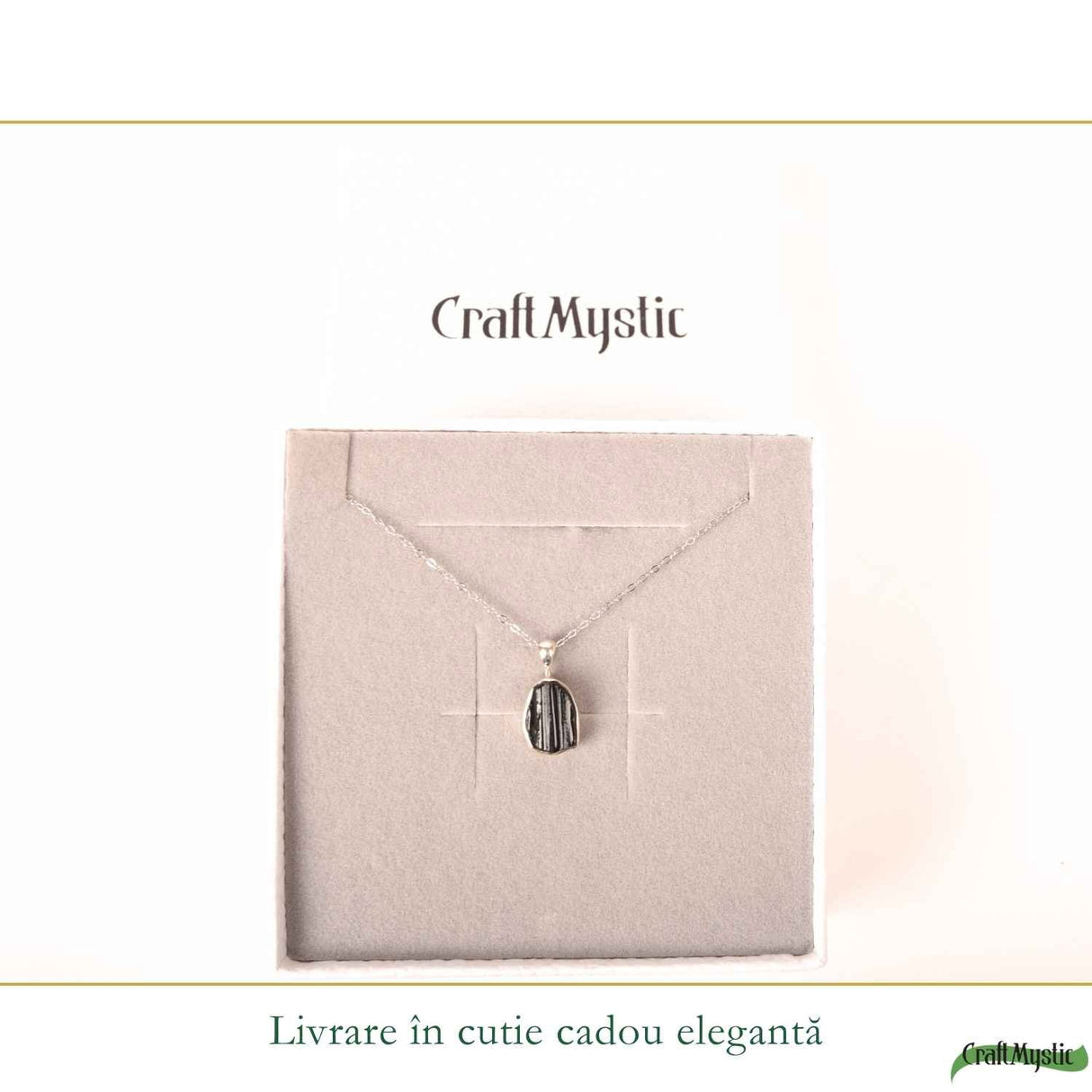 Colier Argint 925 cu Turmalina Naturala Neuniforma – Protectie si Energie Pozitiva