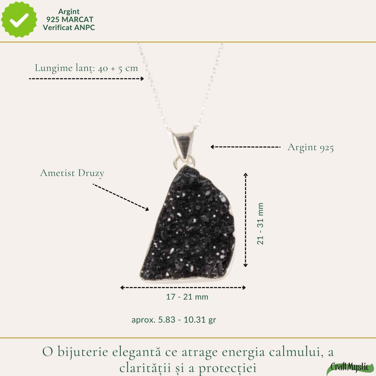 Colier Argint 925 cu Ametist Druzy Natural – Energie de Calm si Claritate