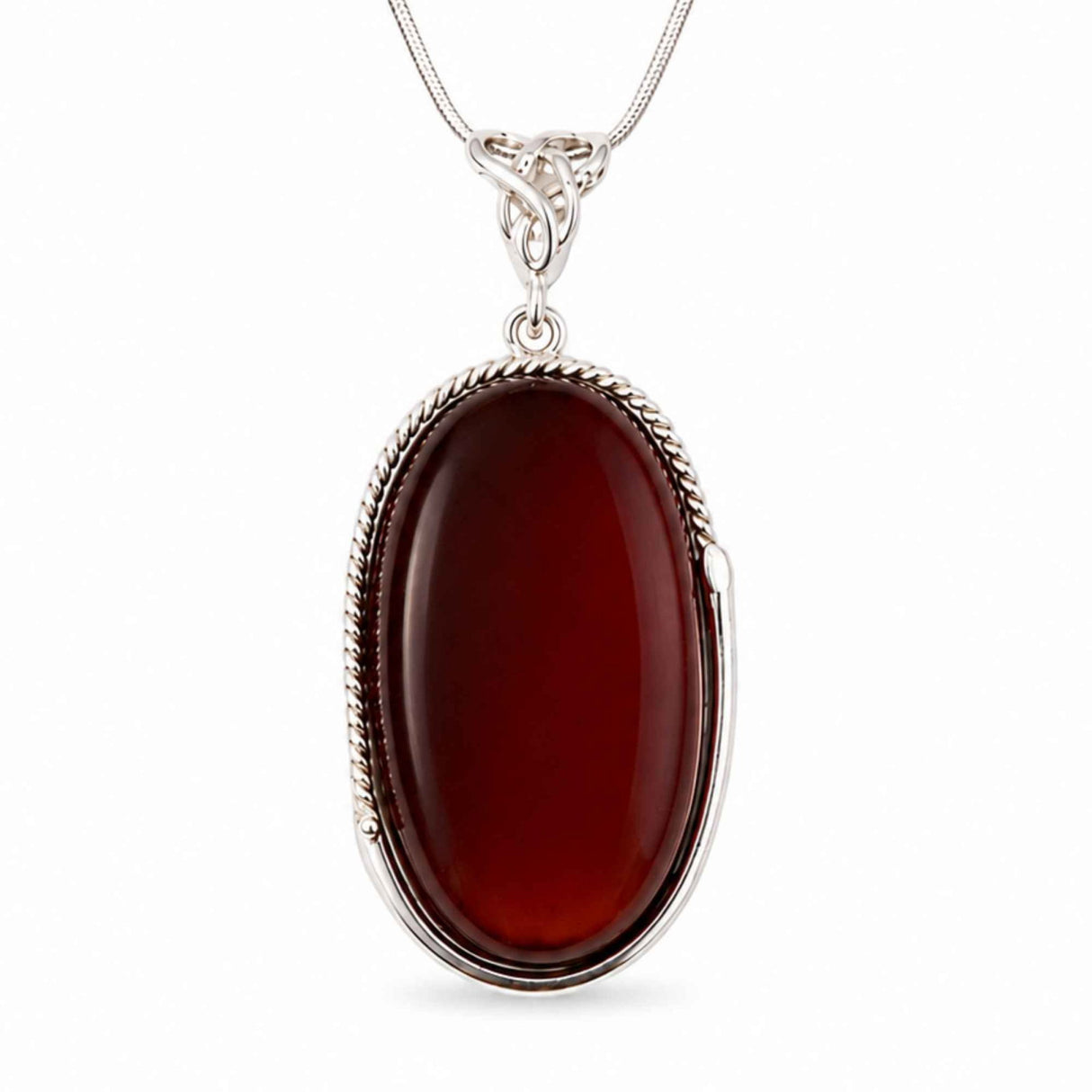 Colier Argint 925 Oval cu Chihlimbar Cherry – Energie Pozitiva si Protectie