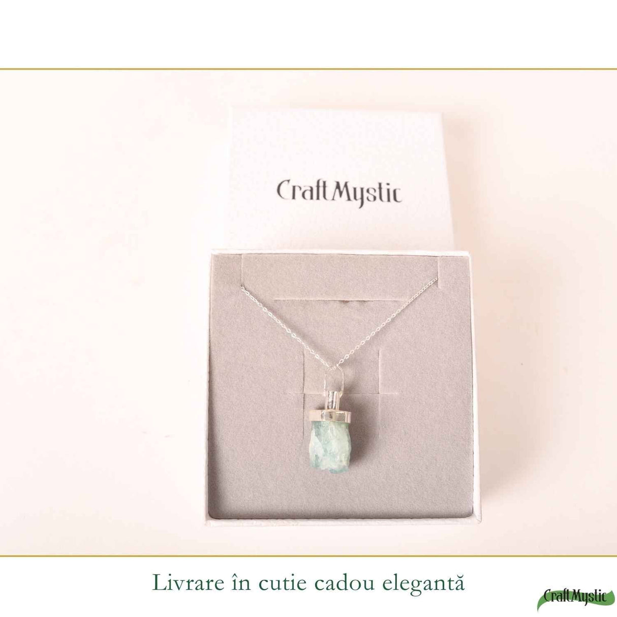 Colier Argint 925 cu Acvamarin Brut Natural – Claritate si Calm Interior