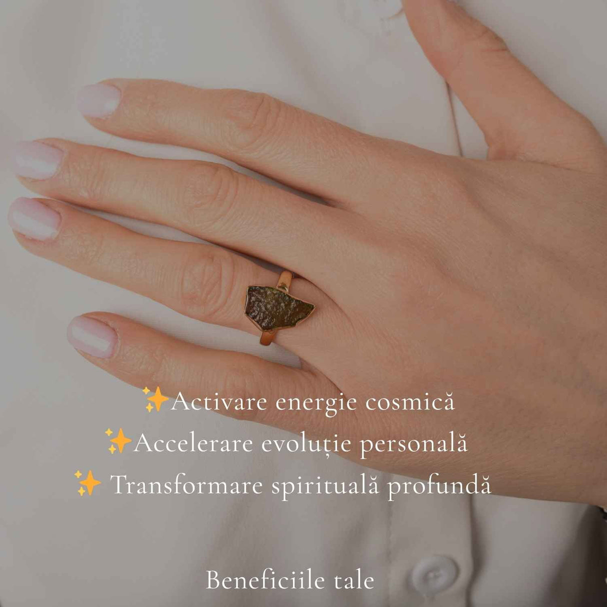 Inel moldavit brut neuniform placat cu aur de18K , M5/49 – transformare si claritate interioara