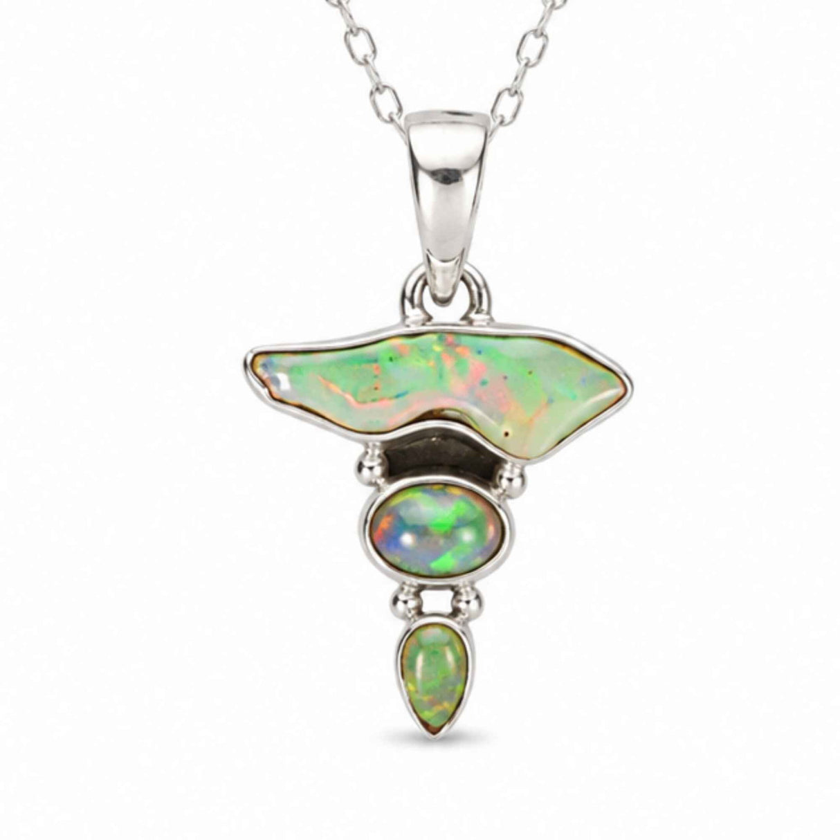 Colier Argint 925 cu Triplu Opal Etiopian – Magie, Inspiratie si Creativitate