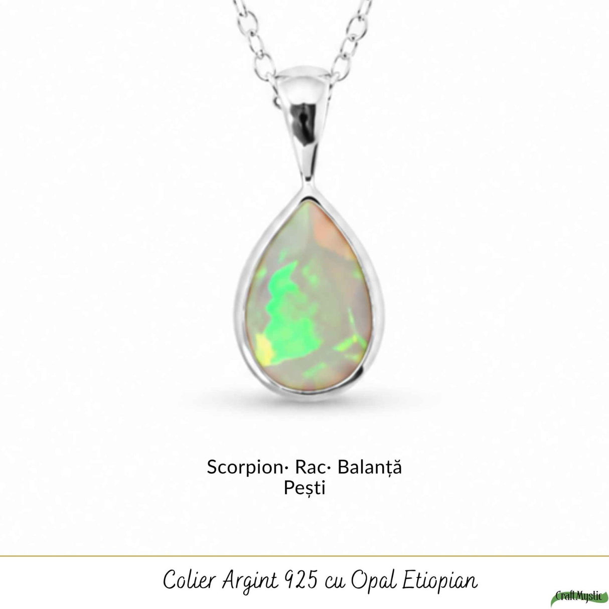 Colier Argint 925 cu Opal Etiopian Lacrima – Intuitie si Echilibru Emotional