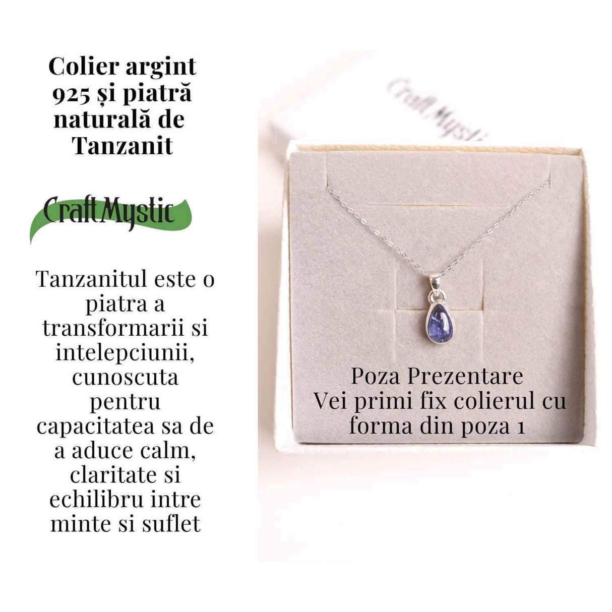 Colier argint 925 cu piatra naturala Tanzanit oval - Claritate si Transformare Interioara