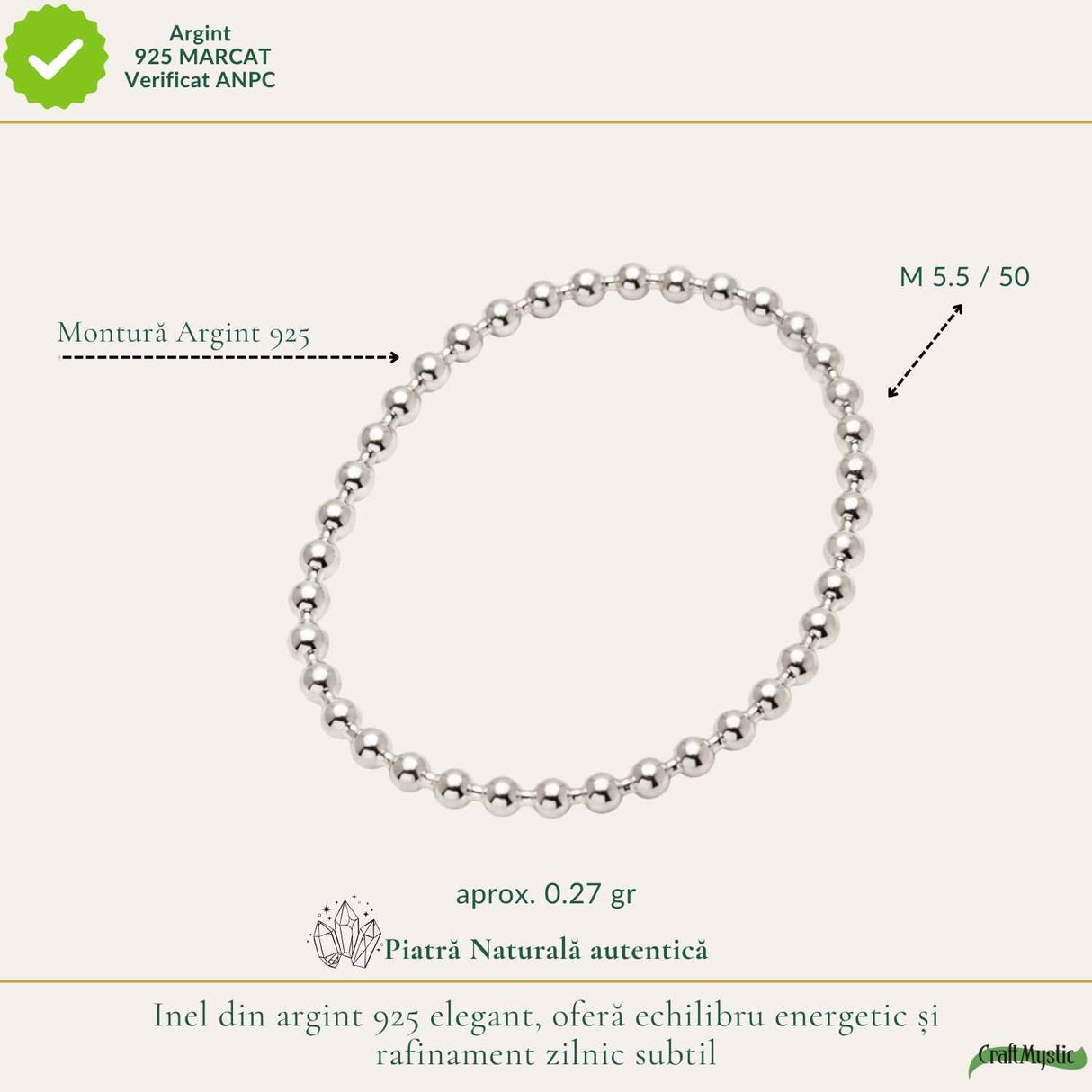 Inel Argint 925 cu Bilute – Eleganta Minimalista si Echilibru Zilnic