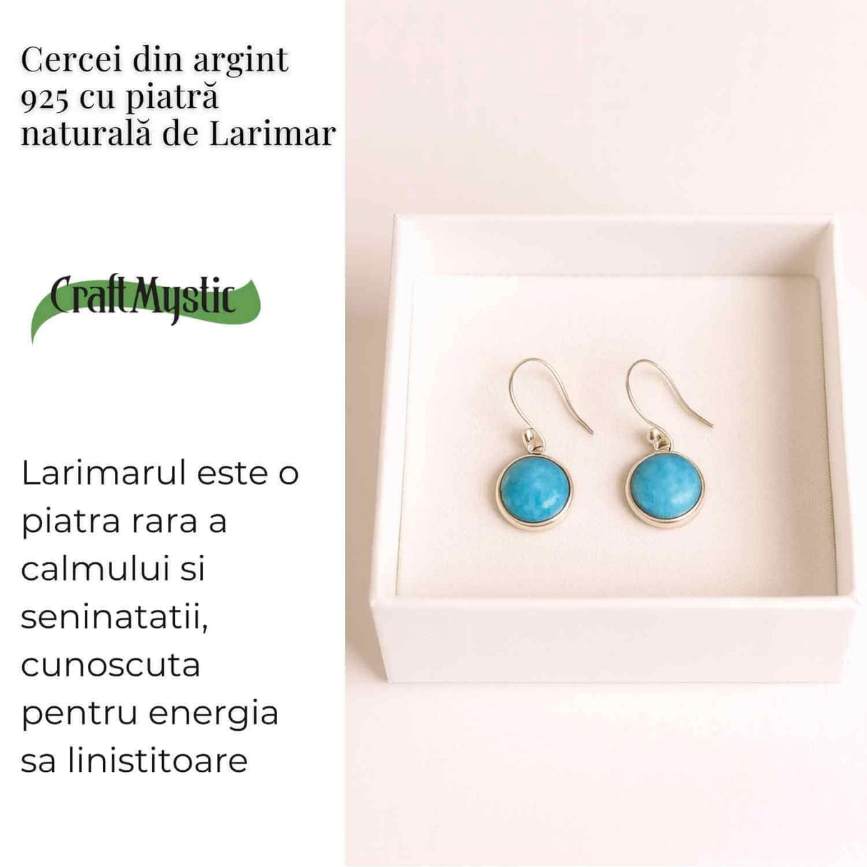 Cercei Argint 925 cu Larimar Rotund - Armonie si Linstire Interioara