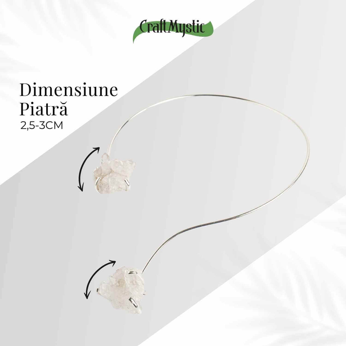 Colier Choker Argintiu cu Cristal de Stanca - Echilibru si Claritate Energetica