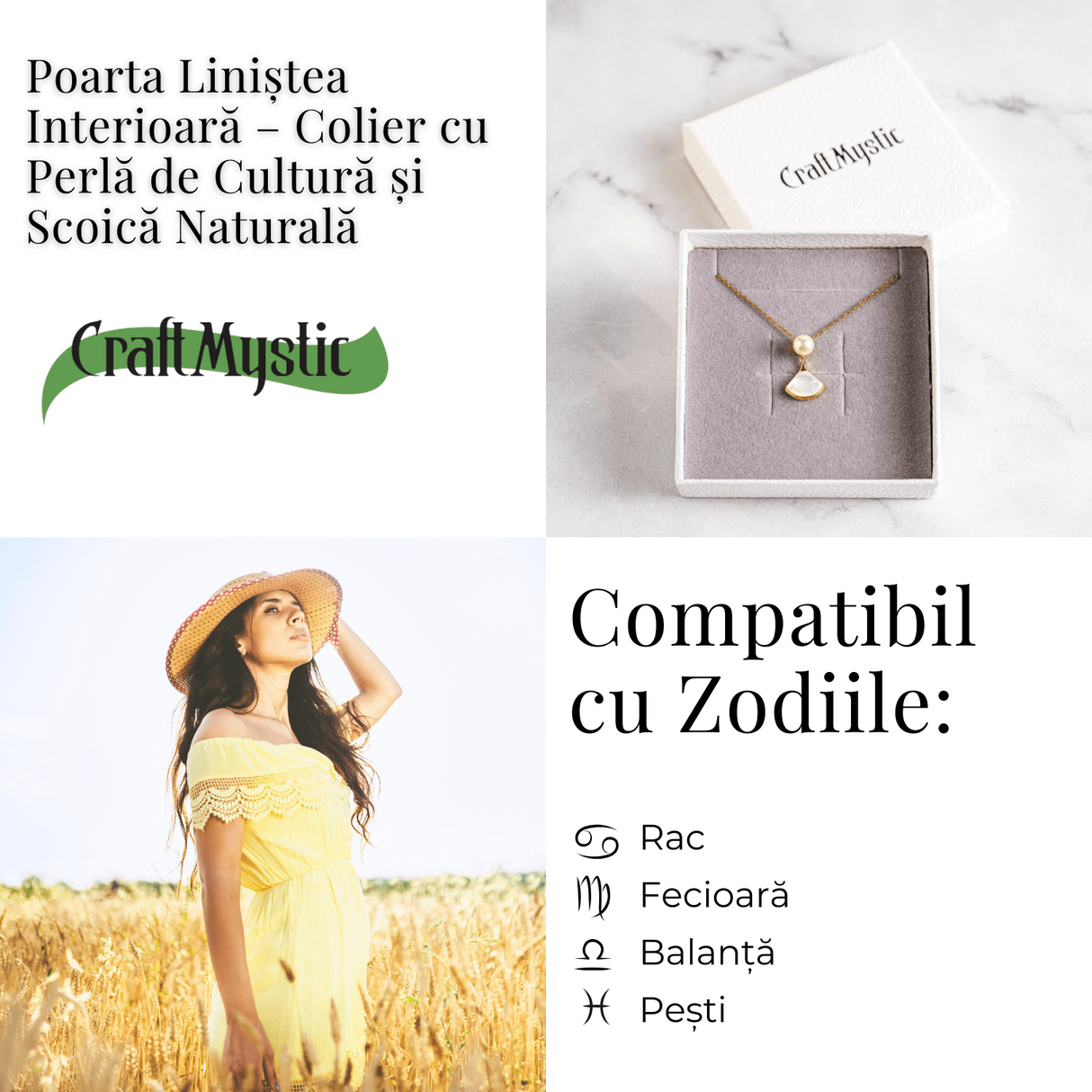 Poarta linistea interioara - Colier cu perla de cultura si scoica naturala