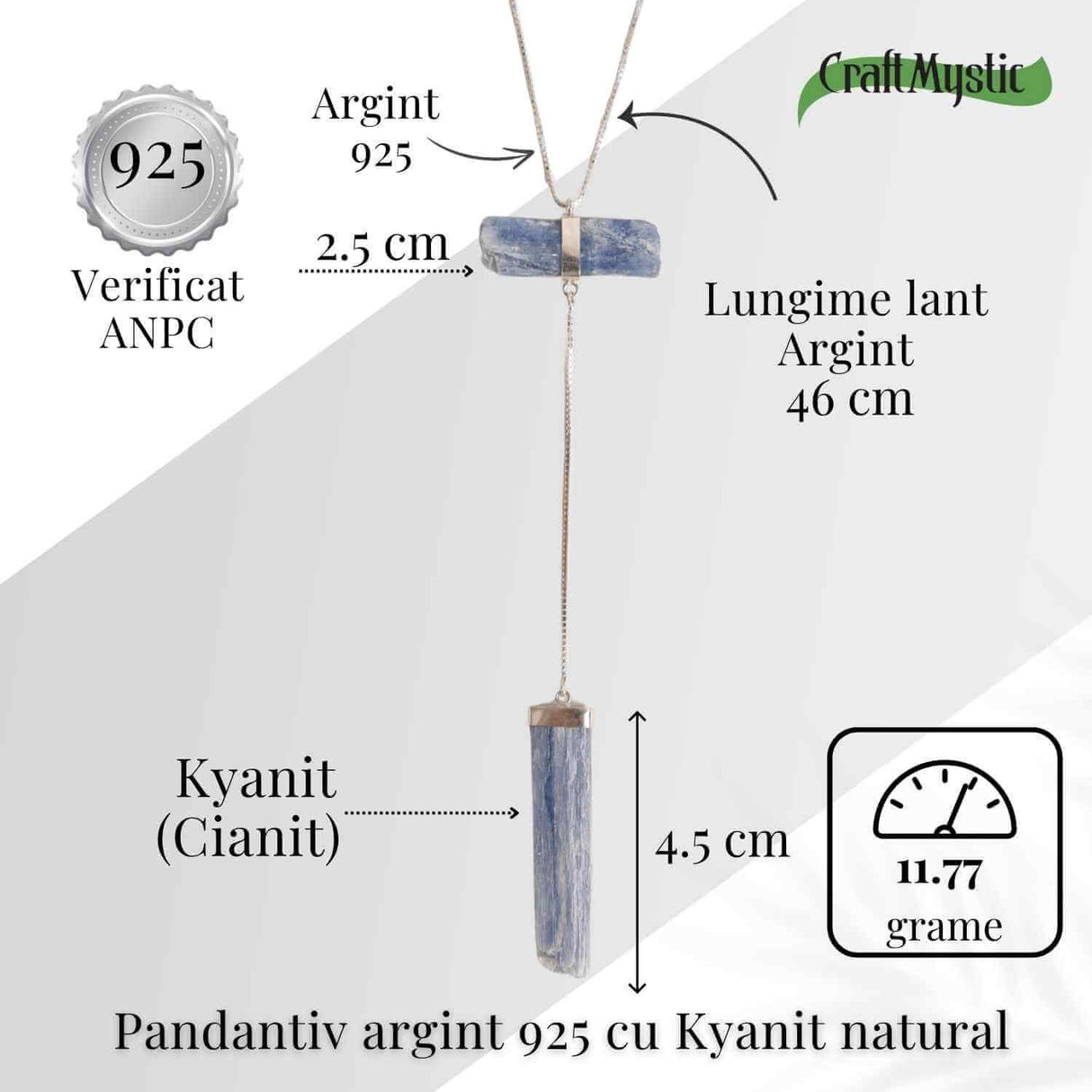 Colier Brut cu Dublu Kianit ( Cianit ) din Argint 925 - Comunicare Autentica si Aliniere Spirituala