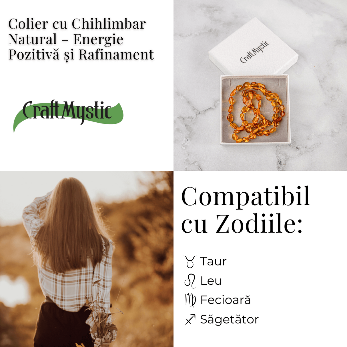 Colier Chihlimbar Natural Auriu - Energie Pozitiva, Calduroasa si Eleganta Organica
