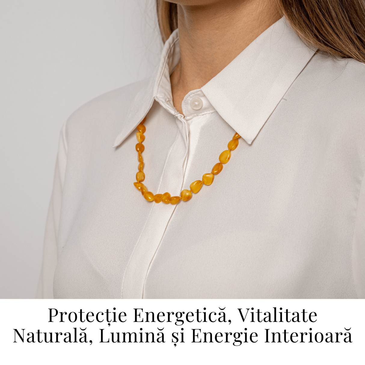 Colier Energetic din Chihlimbar Galben Natural - Protectie, Vitalitate si Lumina Calda Interioara